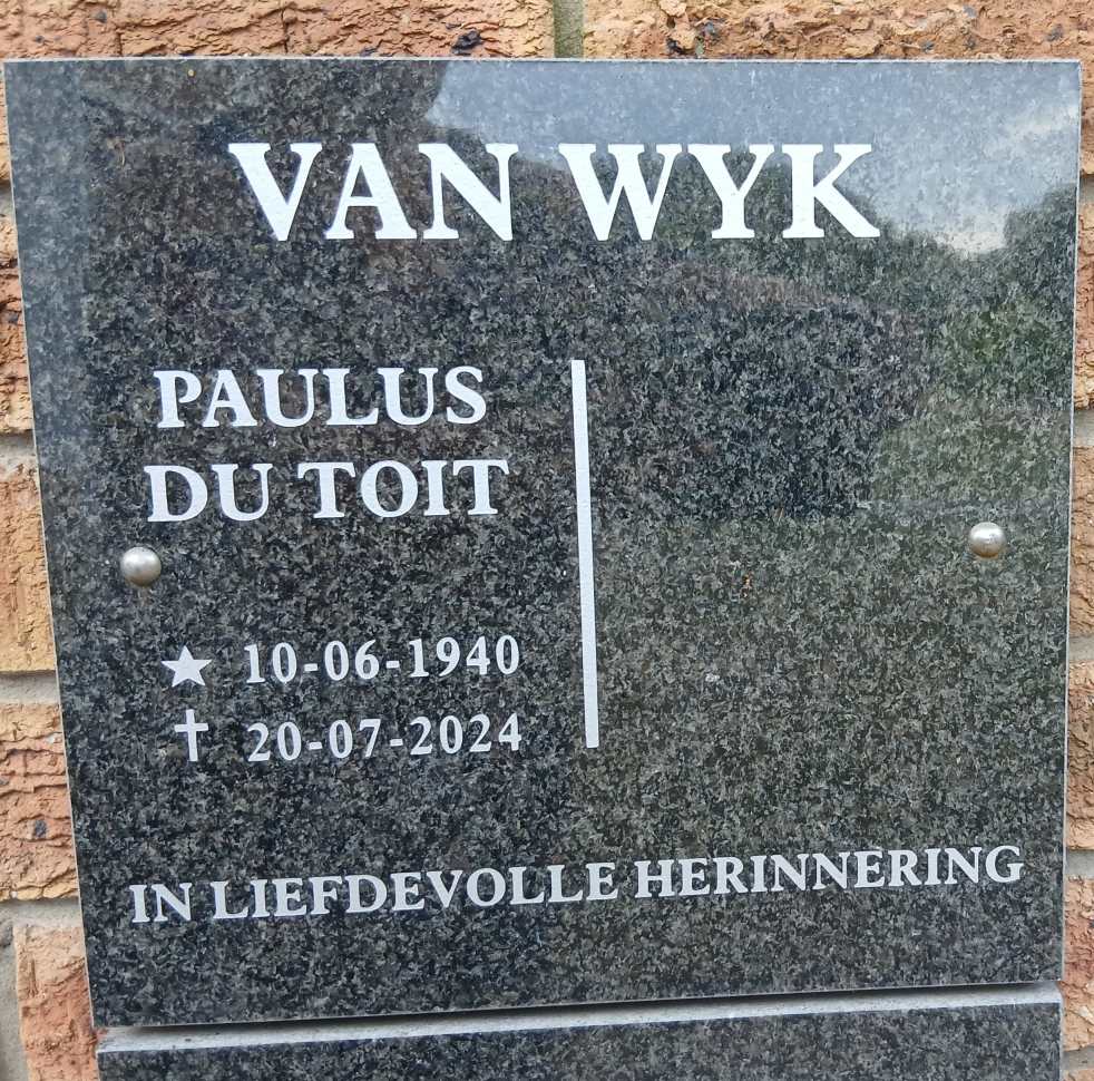 WYK Paulus Du Toit, van 1940-2024