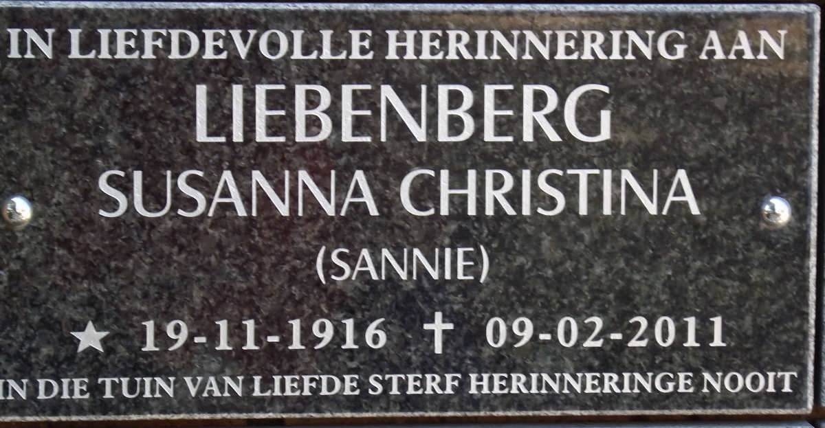 LIEBENBERG Susanna Christina 1916-2011