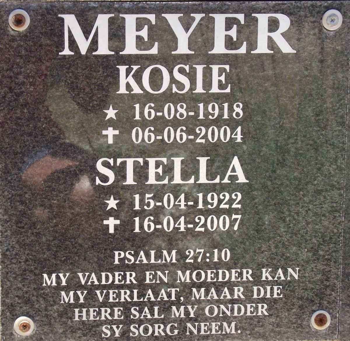MEYER Kosie 1918-2004 &amp; Stella 1922-2007