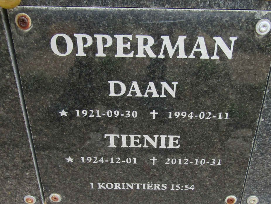 OPPERMAN Daan 1921-1994 &amp; Tienie 1924-2012