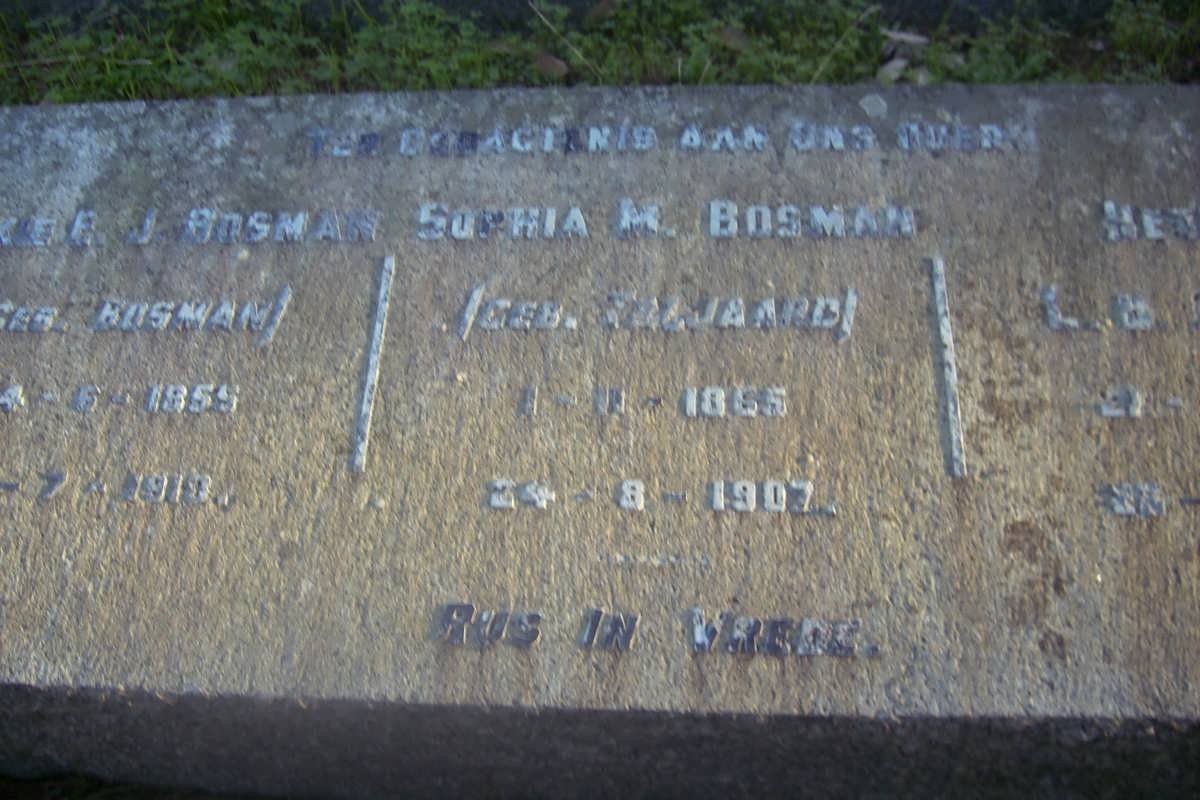 BOSMAN Sophia nee TALJAARD 1865-1907