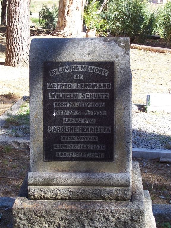 SCHULTZ Alfred Ferdinand Wilhelm 1882-1937 &amp; Caroline Henrietta REHBEIN 1886-1941