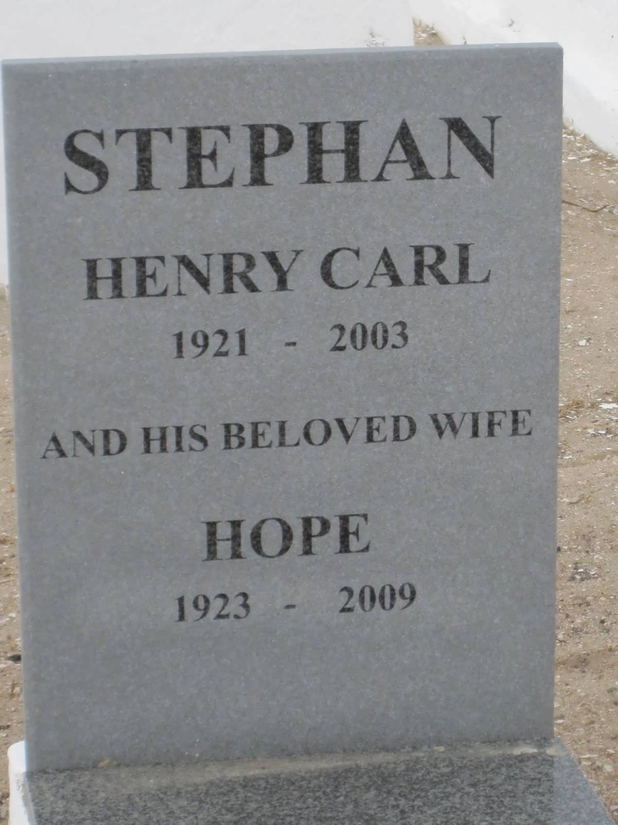 STEPHAN Henry Carl 1921-2003 &amp; Hope 1923-2009