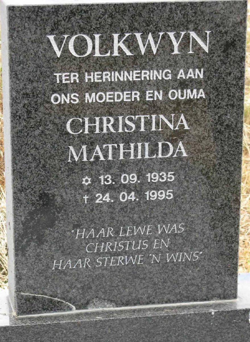 VOLKWYN Christina Mathilda 1935-1995