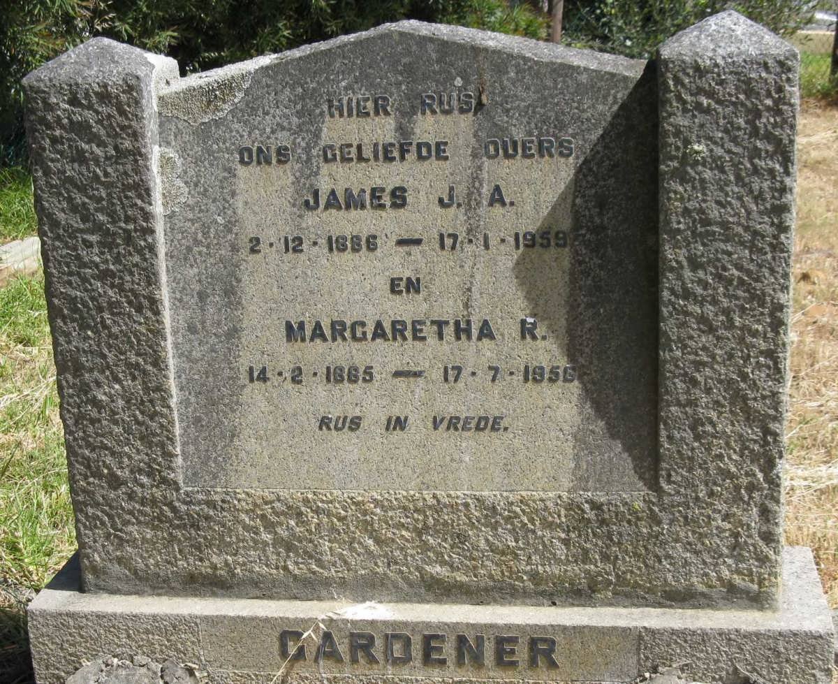 GARDENER James J.A. 1886-1959 &amp; Margaretha R. 1885-1956