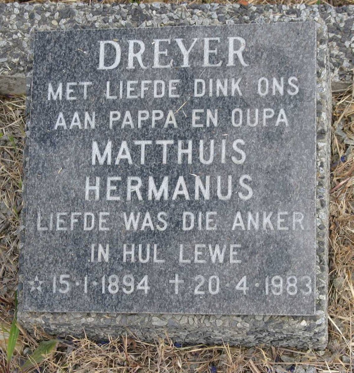 DREYER Matthuis Hermanus 1894-1983