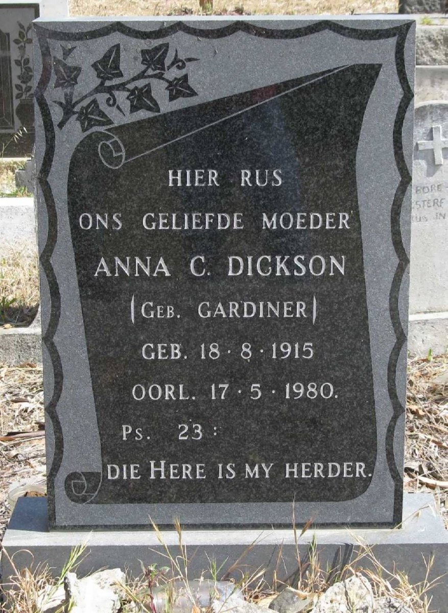 DICKSON Anna C. nee GARDINER 1915-1980
