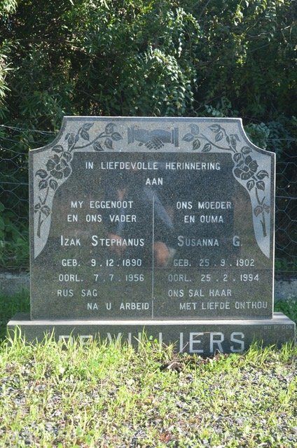 VILLIERS Izak Stephanus, de 1890-1956 & Susanna G. 1902-1994