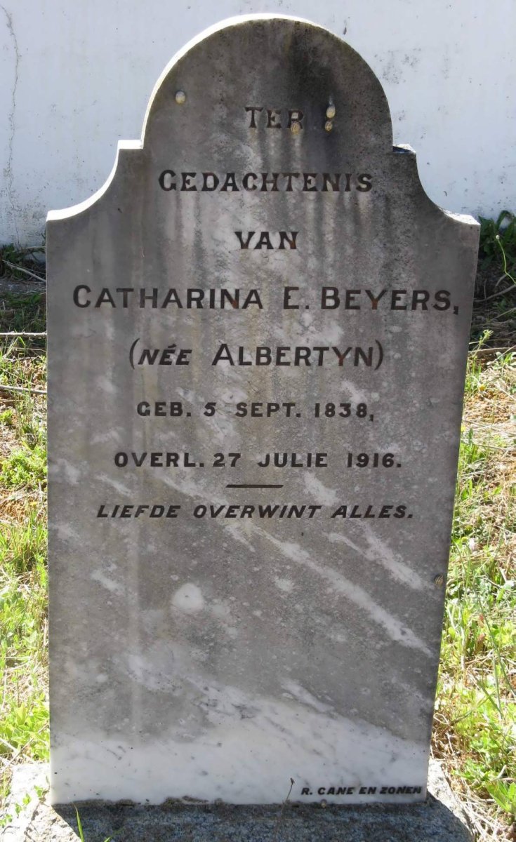 BEYERS Catharina E. nee ALBERTYN 1838-1916
