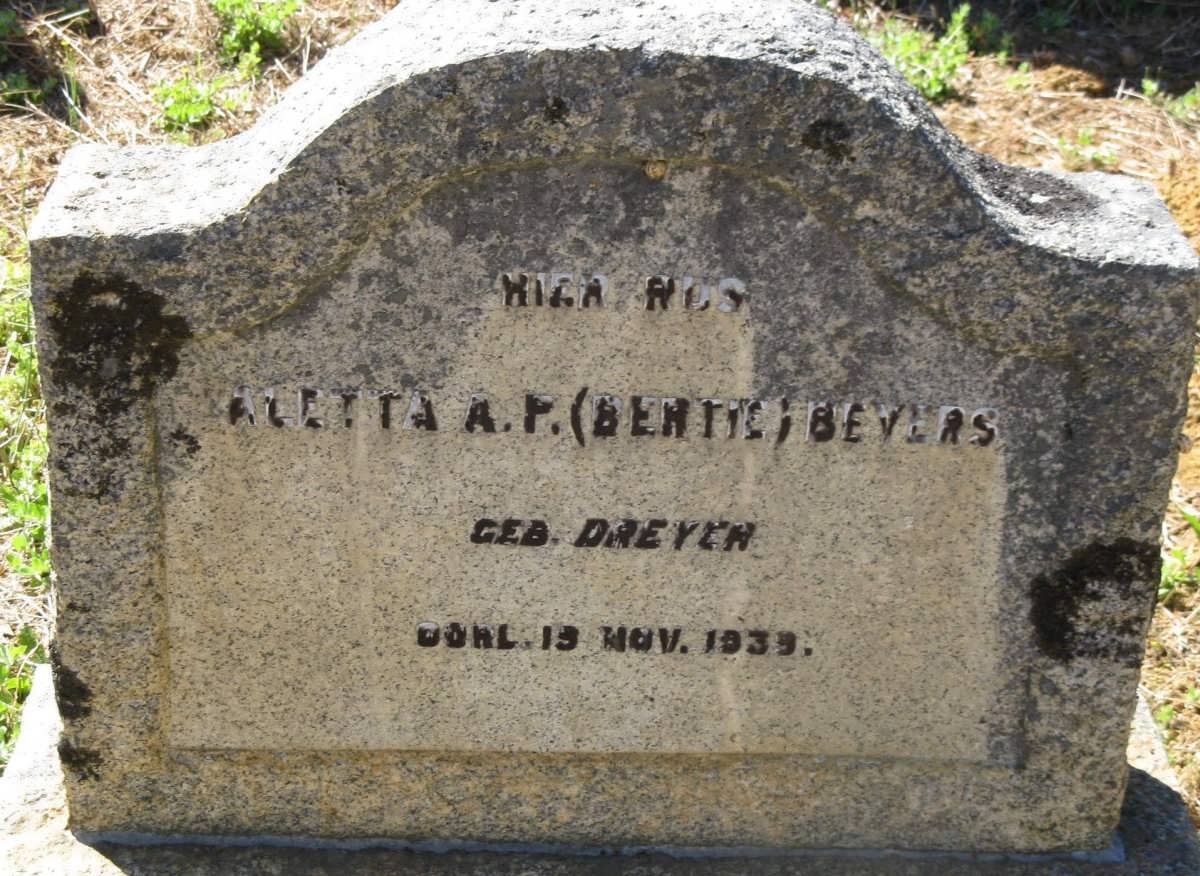 BEYERS Aletta A.P. nee DREYER -1939