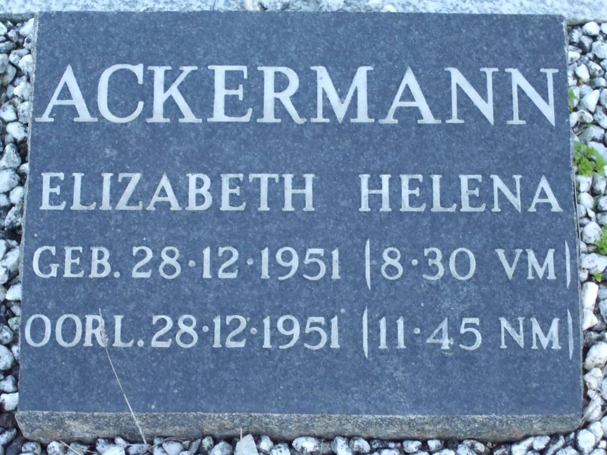 ACKERMANN Elizabeth Helena 1951-1951