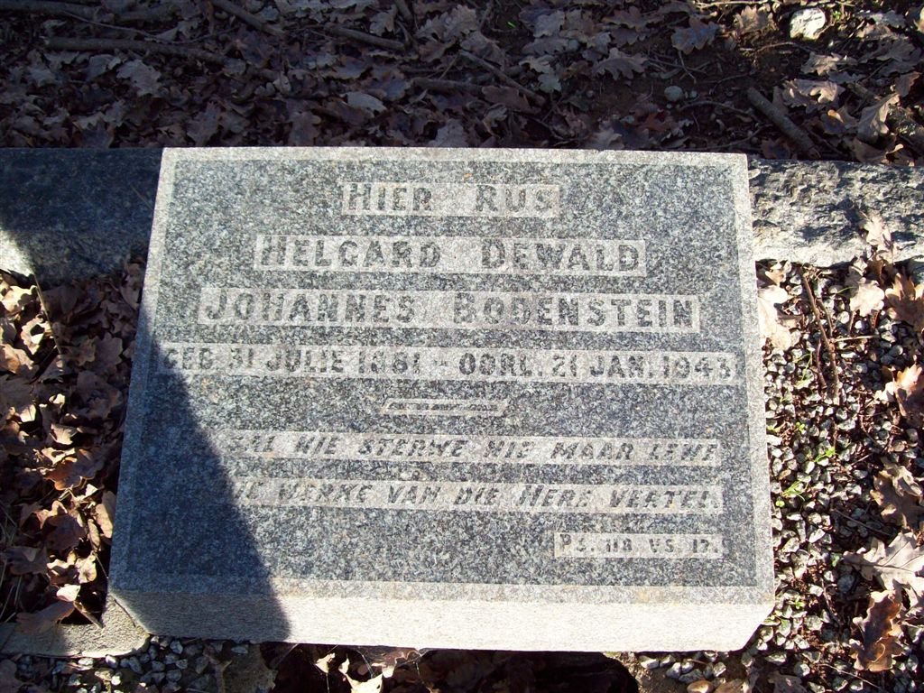 BODENSTEIN Helgard Dewald Johannes 1881-1943