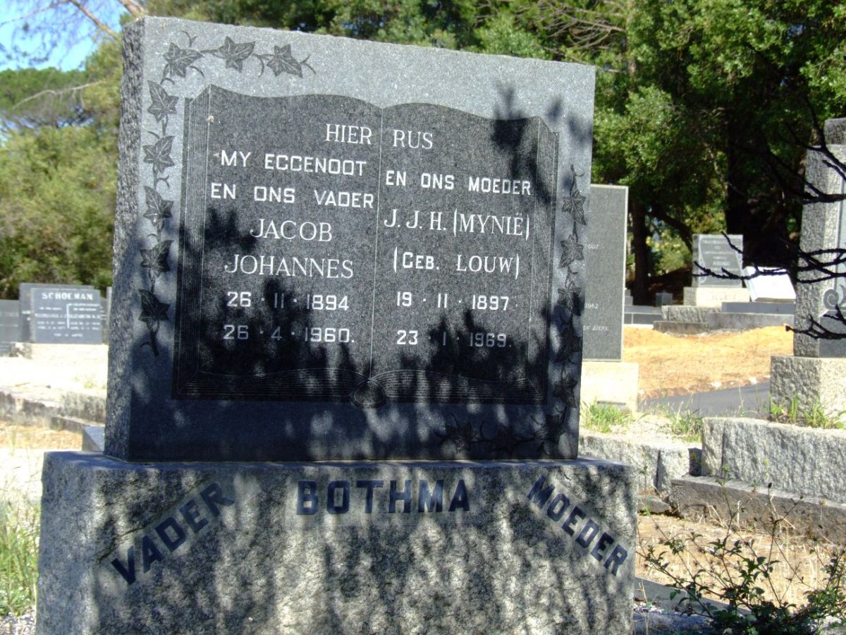BOTHMA Jacob Johannes 1894-1960 &amp; J.J.H. LOUW 1897-1969