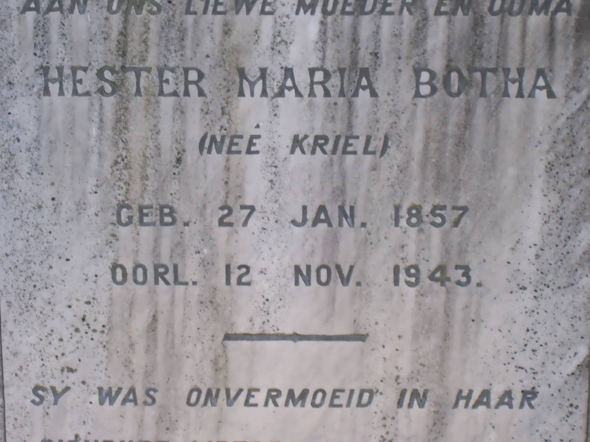 BOTHA Hester Maria nee KRIEL 1857-1943