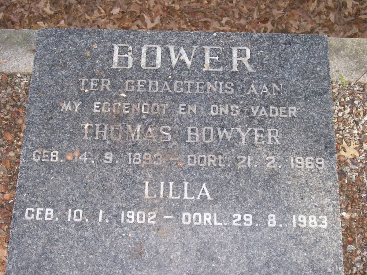 BOWER Thomas Boywer 1893-1969 &amp; Lilla 1902-1983