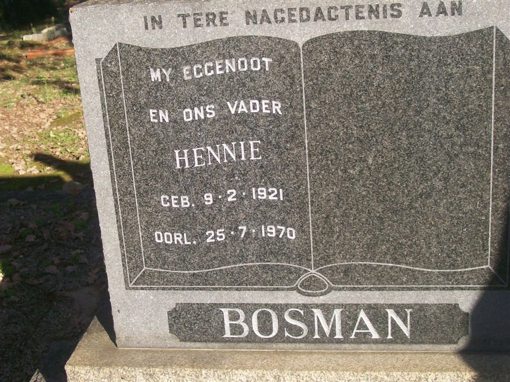 BOSMAN Hennie 1921-1970