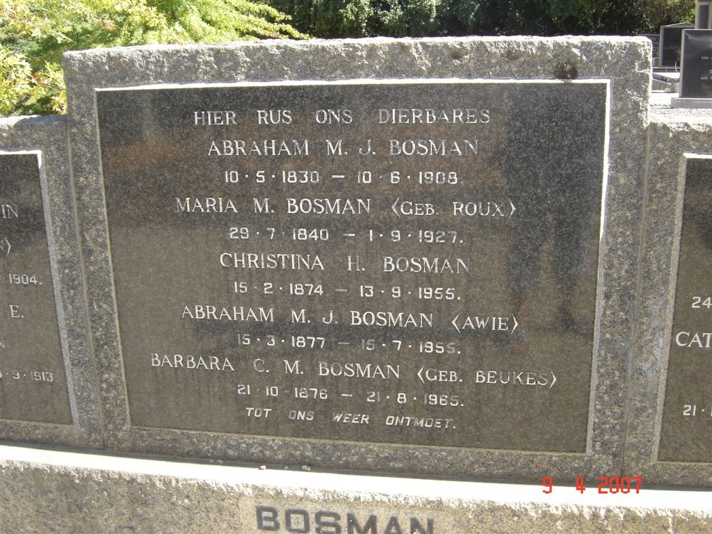 BOSMAN Abraham M.J. 1830-1908 and family