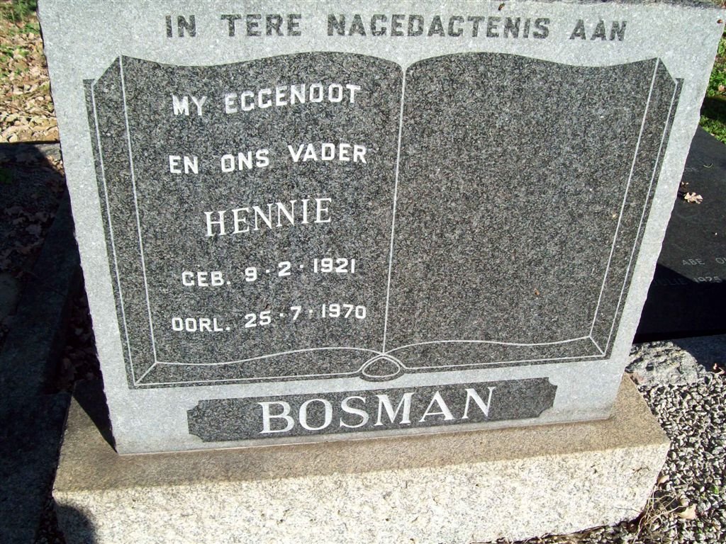 BOSMAN Hennie 1921-1970
