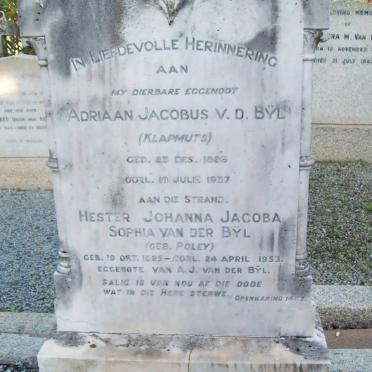 BYL Adriaan Jacobus, van der 1886-1937 &amp; Hester Johanna Jacoba Sophia POLEY 1885-1953