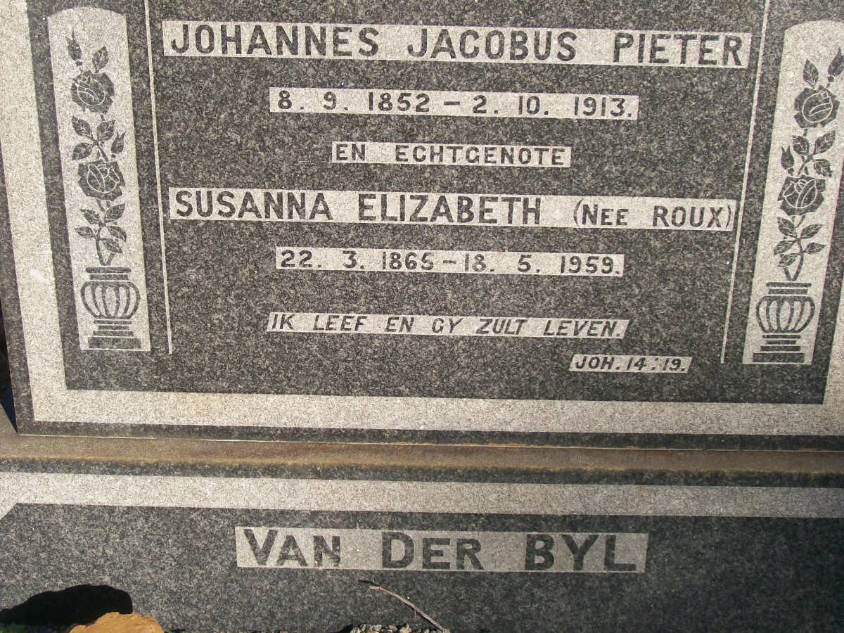 BYL Johannes Jacobus Pieter, van der 1852-1913 &amp; Susanna Elizabeth ROUX 1865-1959