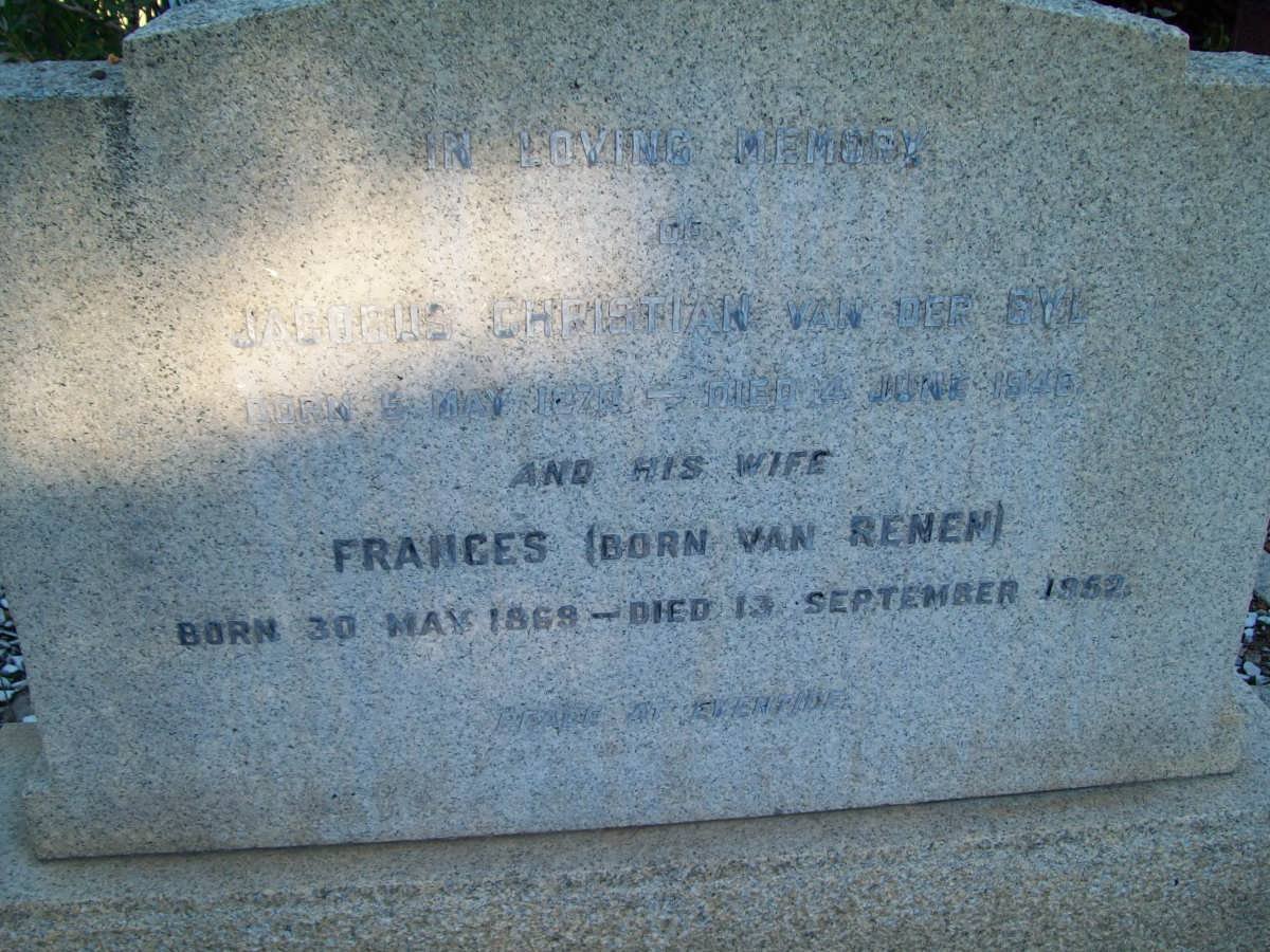 BYL Jacobus Christian, van der 1870-1948 &amp; Frances VAN RENEN 1869-1952