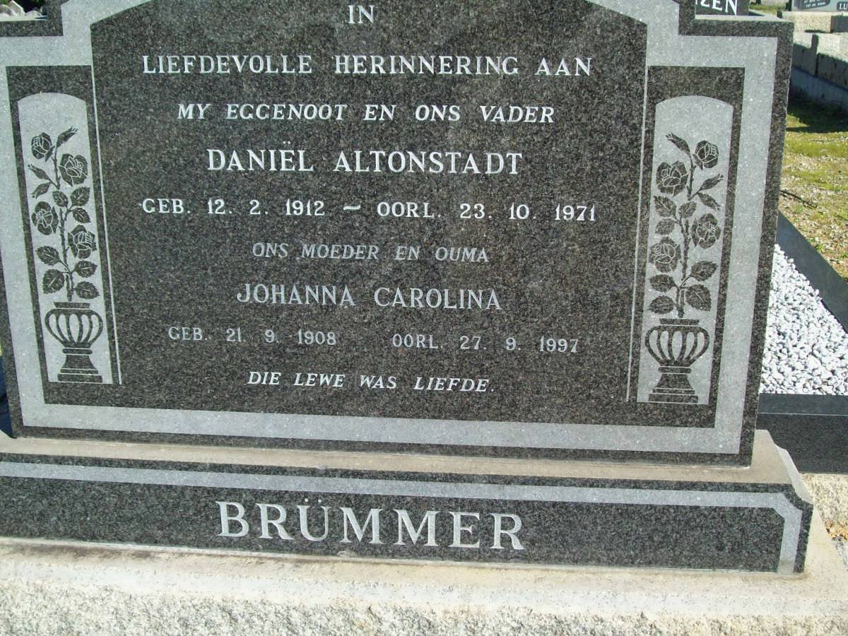 BRUMMER Daniel Altonstadt 1912-1971 &amp; Johanna Carolina 1908-1997