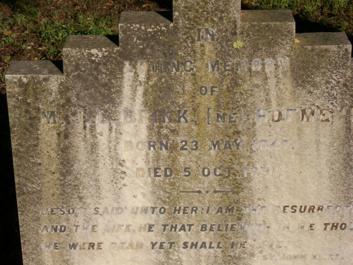 BRINK M.J.L. nee HOFMEYR 1847-1891