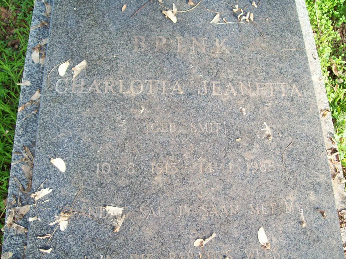 BRINK Charlotte Jeanetta nee SMIT 1915-1988