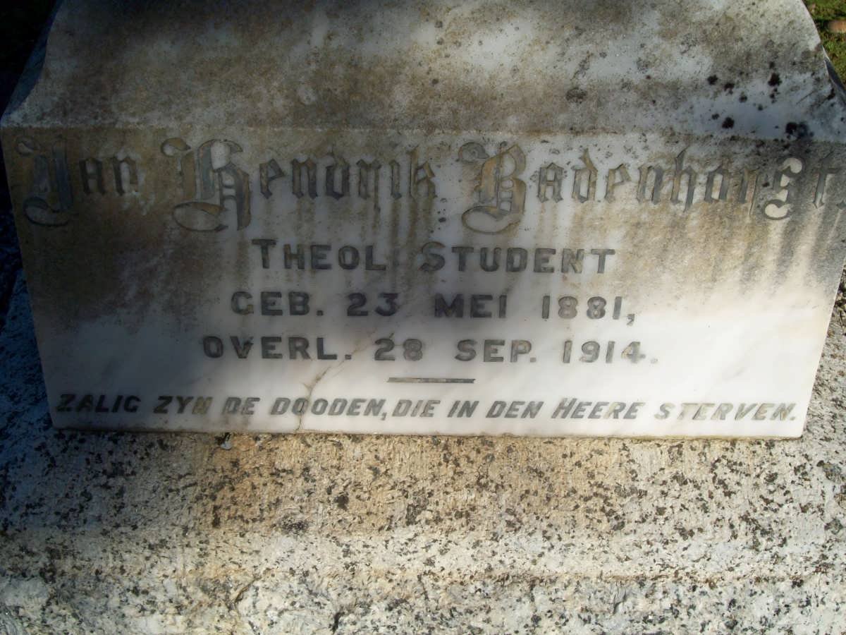 BADENHORST Maria C.D. nee COMBRINK 1857-1915 :: BADENHORST Jan Hendrik 1881-1914