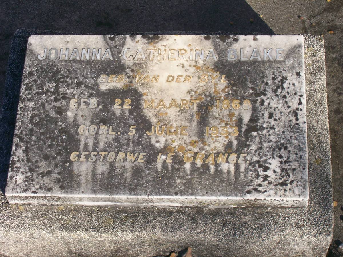 BLAKE Johanna Catherina nee VAN DER BYL 1868-1933