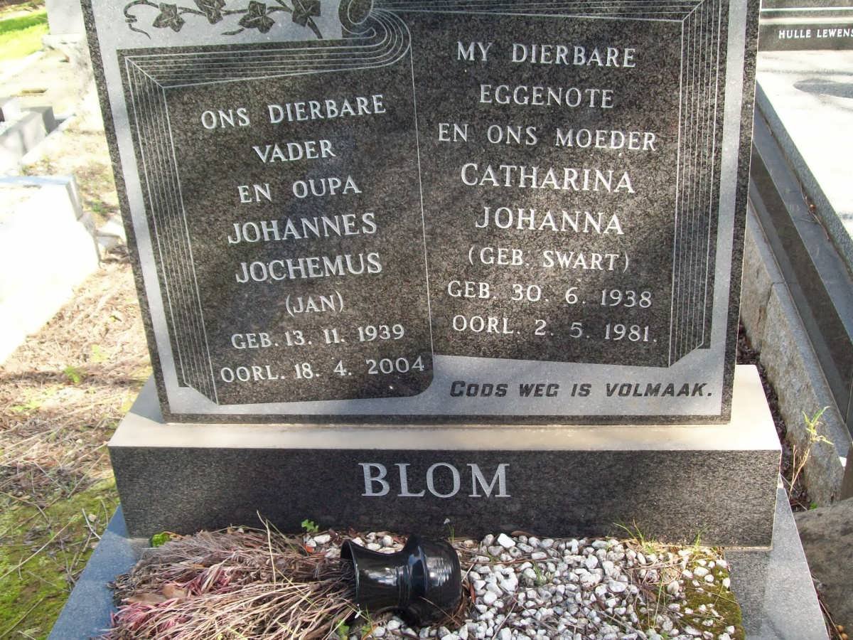 BLOM Johannes Jochemus 1939-2004 &amp; Catharina Johanna SWART 1938-1981