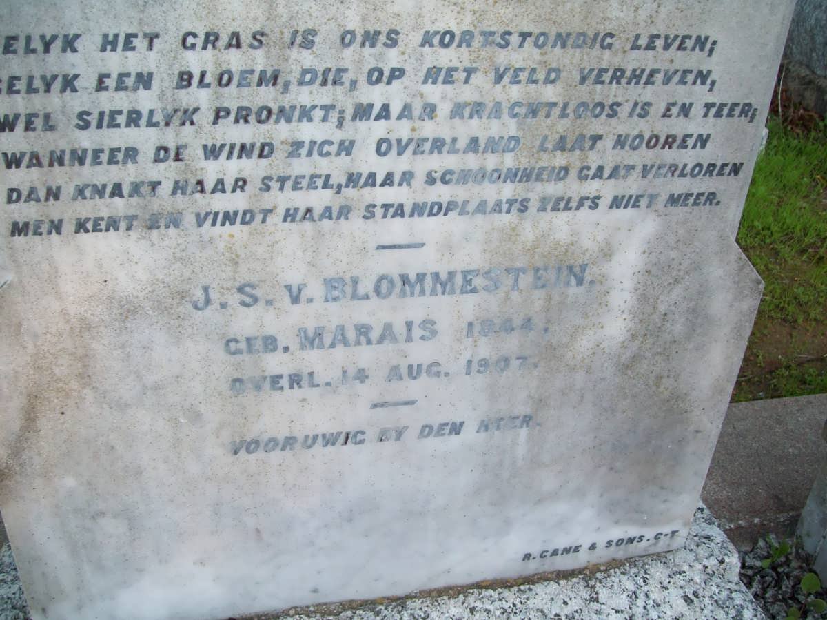 BLOMMENSTEIN Johannes Jacobus 1833-1897 &amp; J.S. MARAIS 1844-1907