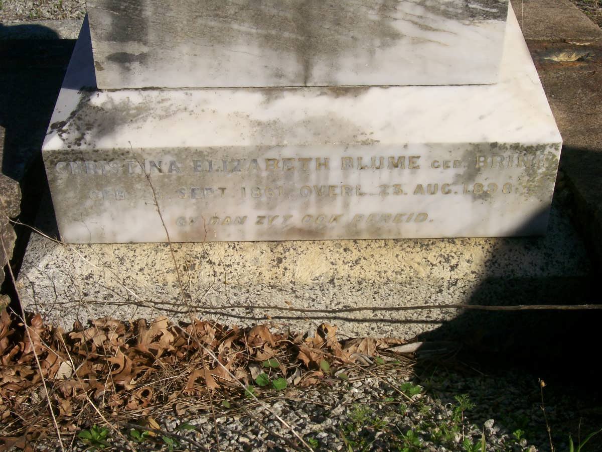 BLUME Ernst Eduard 1859-1898 &amp; Christina Elizabeth BRINK 1861-1898