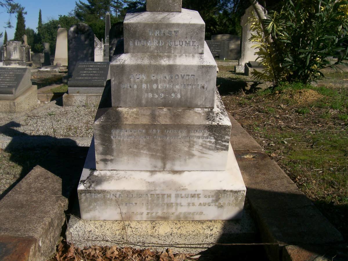 BLUME Ernst Eduard 1859-1898 &amp; Christina Elizabeth BRINK 1861-1898