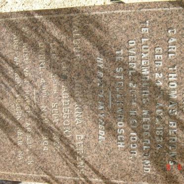 BERENS Carl Thomas 1834-1898 &amp; Walbur? Johanna ADDEGOND 1837-1904
