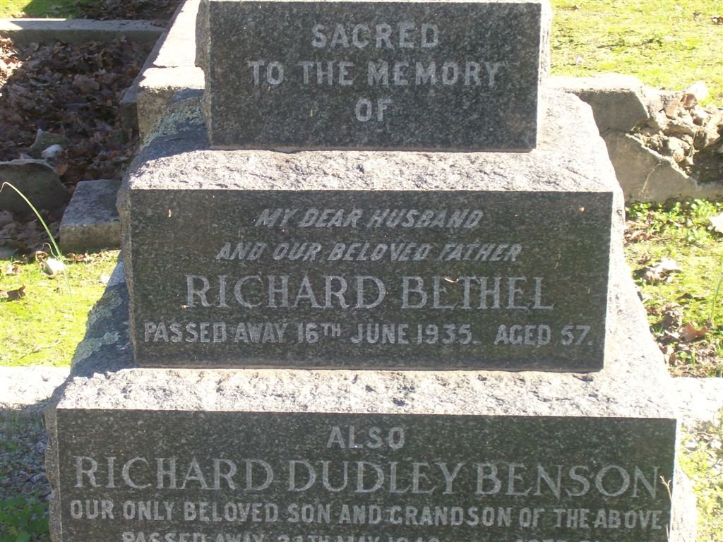 BETHEL Richard -1935 :: BENSON Richard Dudley -1948