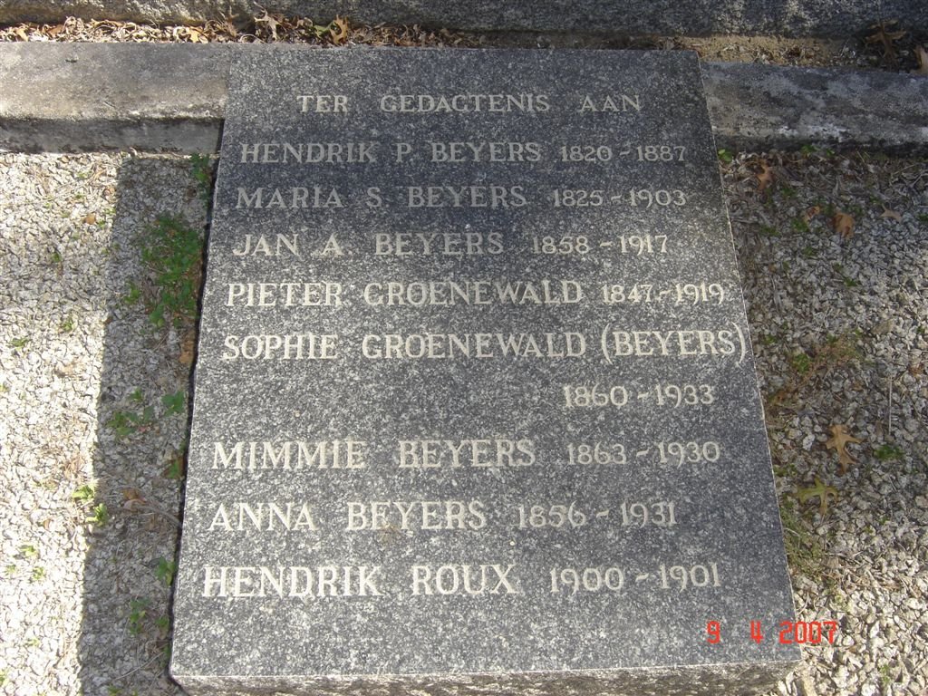 BEYERS Hendrik P. 1820-1887 &amp; Maria S. 1825-1903 and family