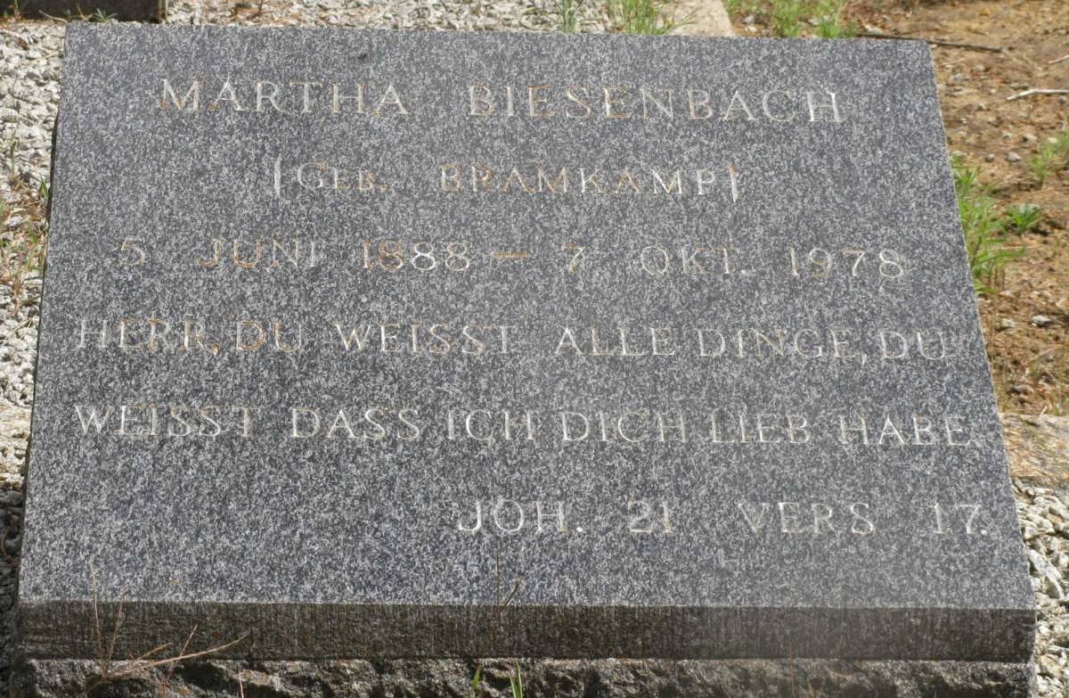BIESENBACH Martha nee BRAMKAMP 1888-1978