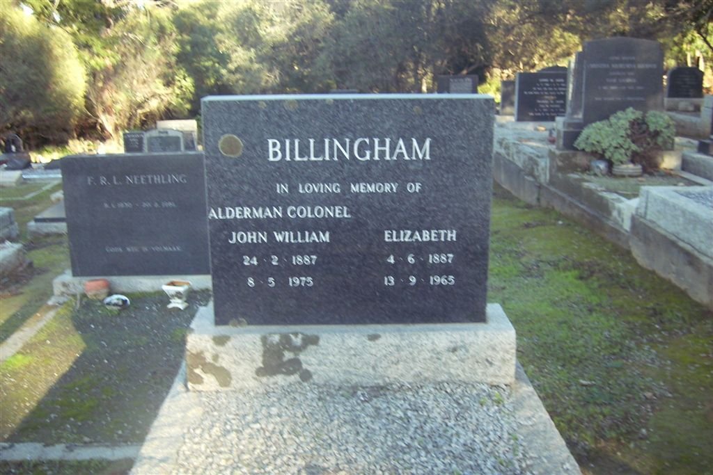 BILLINGHAM John William 1887-1975 &amp; Elizabeth 1887-1965