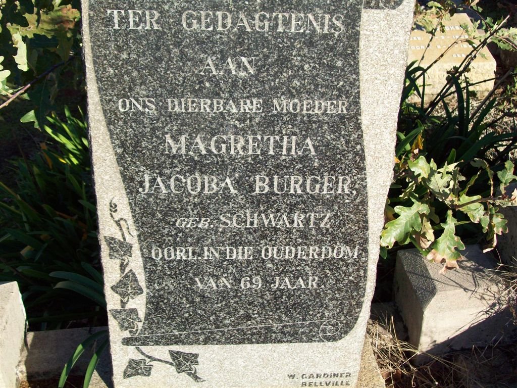 BURGER Magretha Jacoba nee SCHWARTZ