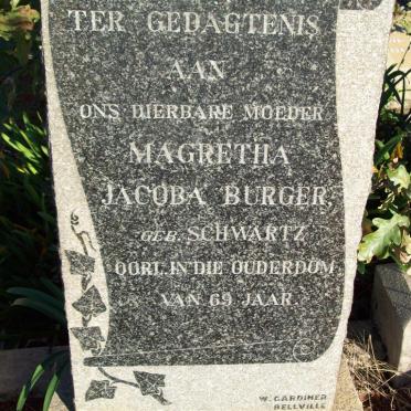 BURGER Magretha Jacoba nee SCHWARTZ