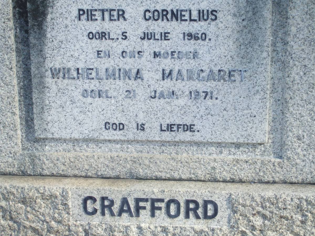 CRAFFORD Pieter Conrlius -1960 &amp; Wilhelmina Margaret -1971