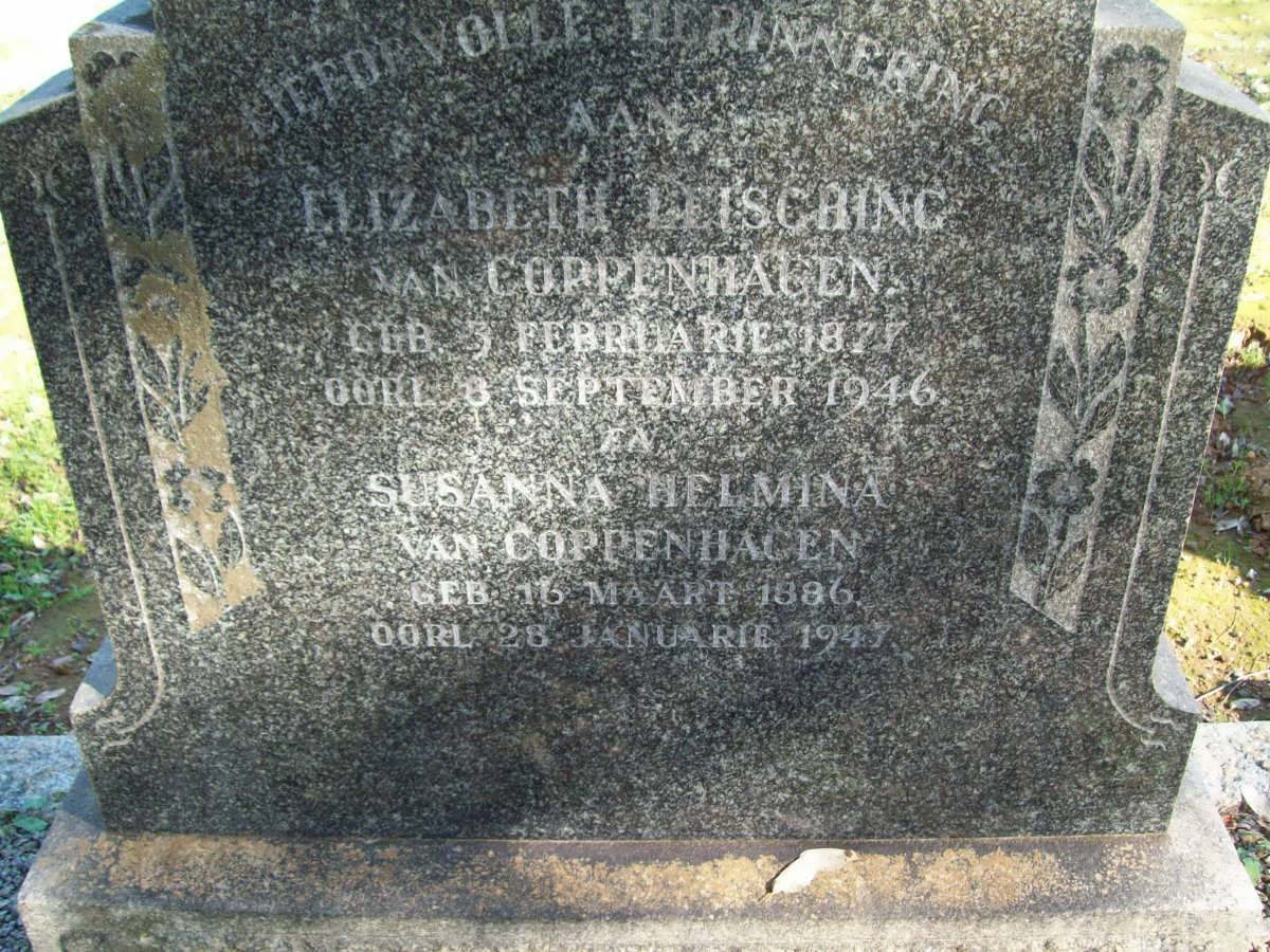 COPPENHAGEN Elizabeth Leisching, van 1877-1946 :: VAN COPPENHAGEN Susanna Helmina 1886-1947