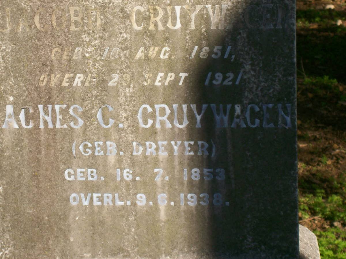 CRUYWAGEN Jacobus 1851-1921 &amp; Agnes C. DREYER 1853-1938