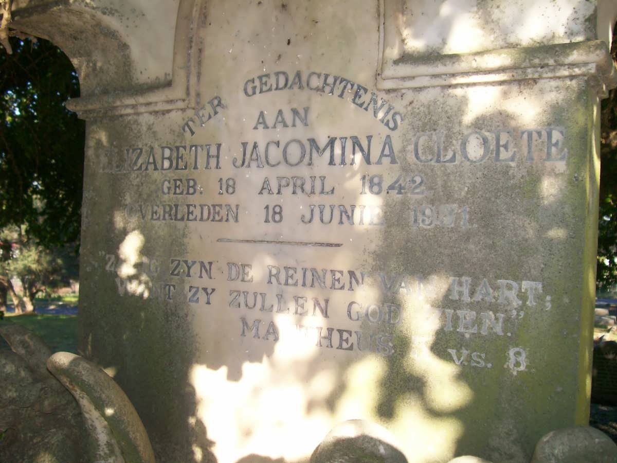 CLOETE Elizabeth Jacomina 1842-1931