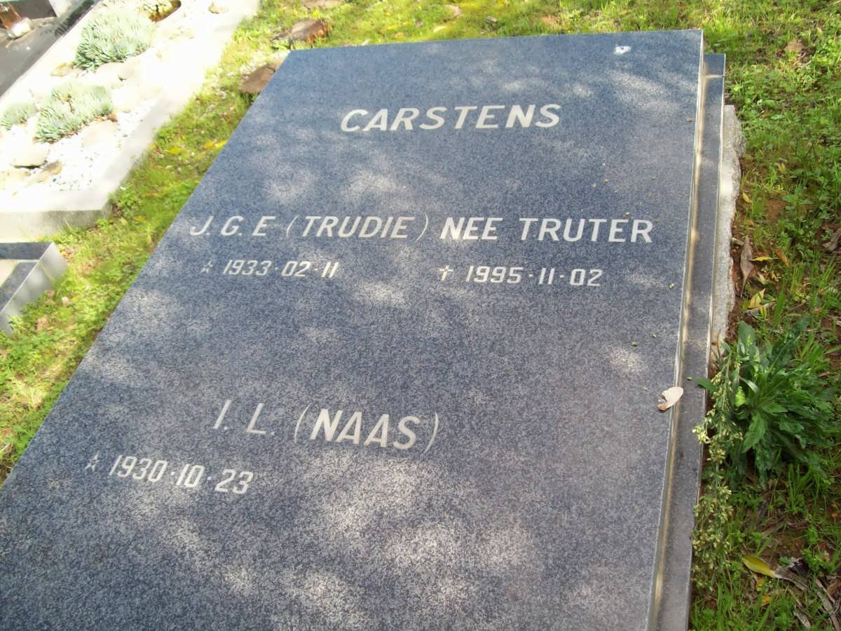 CARSTENS I.L. 1930- &amp; J.G.E. nee TRUTER 1933-1995