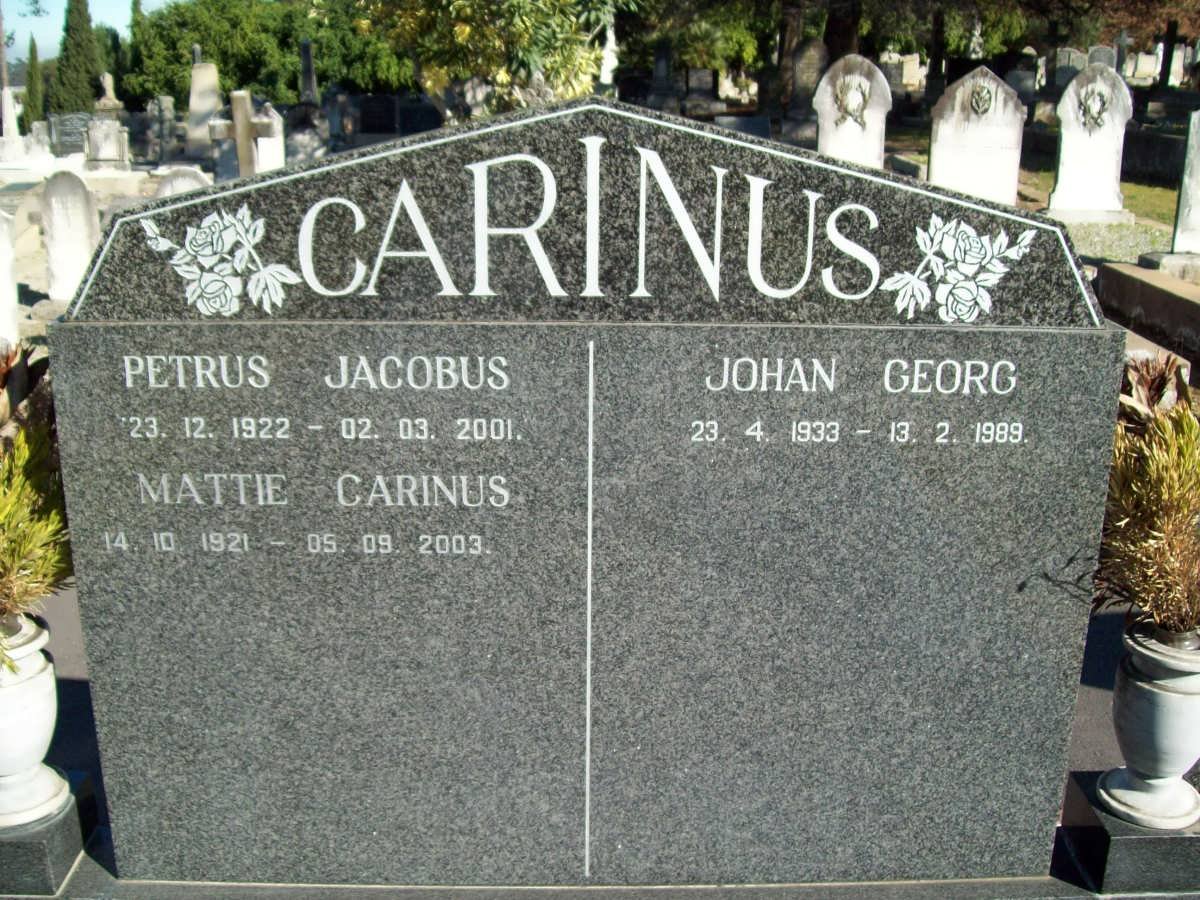 CARINUS Petrus Jacobus 1922-2001 :: CARINUS Mattie 1921-2003 :: CARINUS Johan Georg 1933-1989