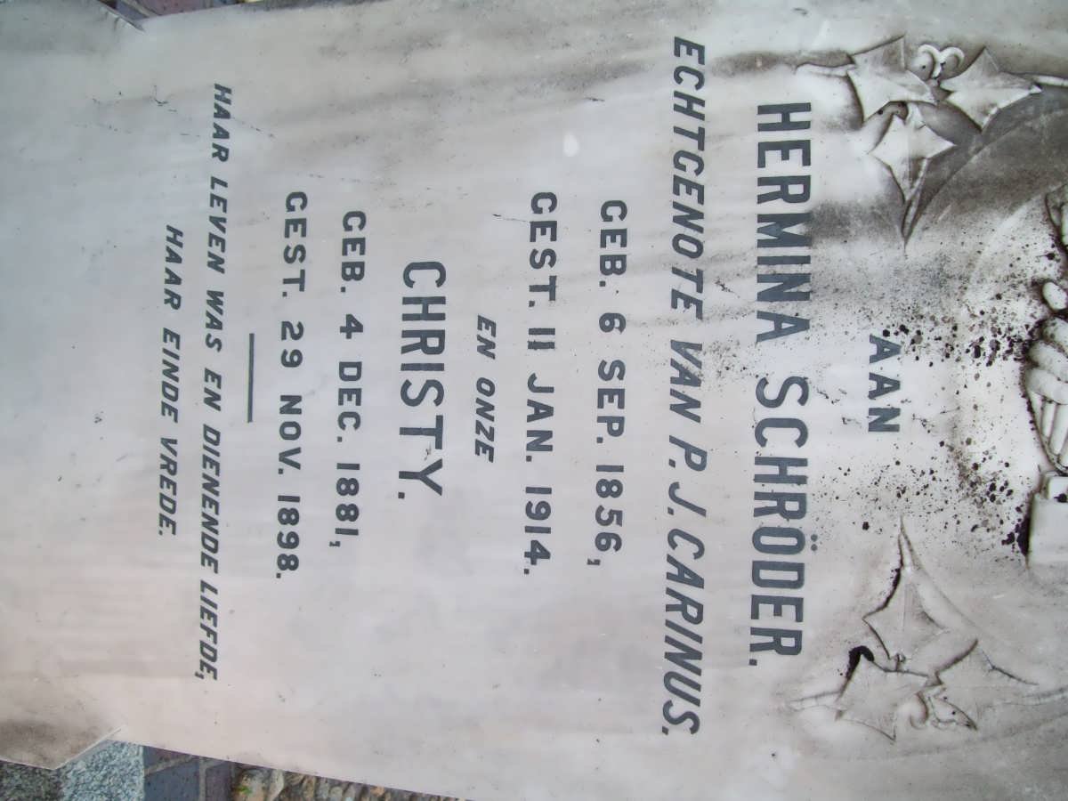 CARINUS Hermina nee SCHRODER 1856-1914 :: CARINUS Christy 1881-1898