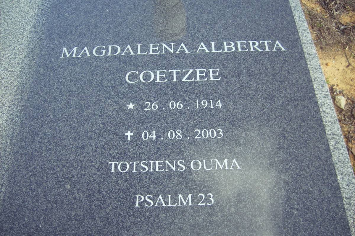 COETZEE Magdalena Alberta 1914-2003