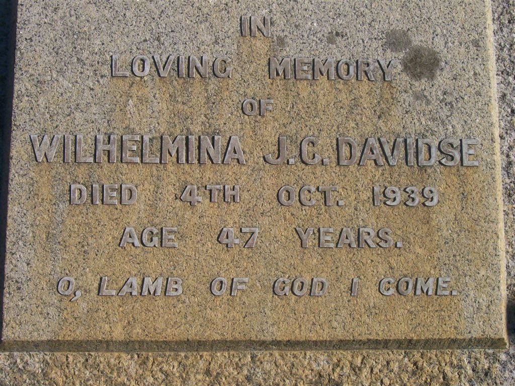 DAVIDSE Wilhelmina J.C. -1939